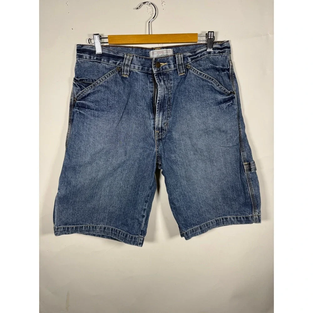 Levi Strauss Signature Mens Carpenter Denim Shorts Medium Wash Blue W32 Cotton - Picture 4 of 10